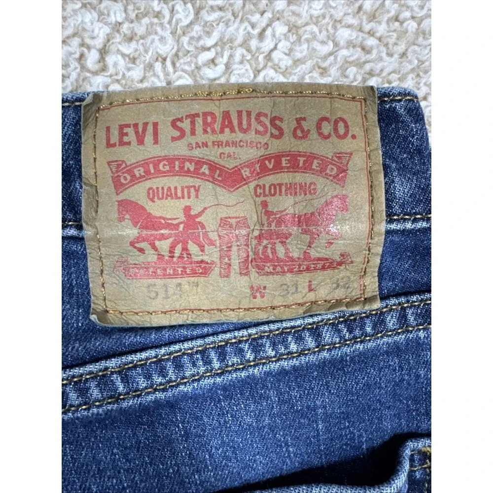 Levis 514 Jeans Mens 31x32 Blue Denim Straight Leg Stretch Medium Wash Pants